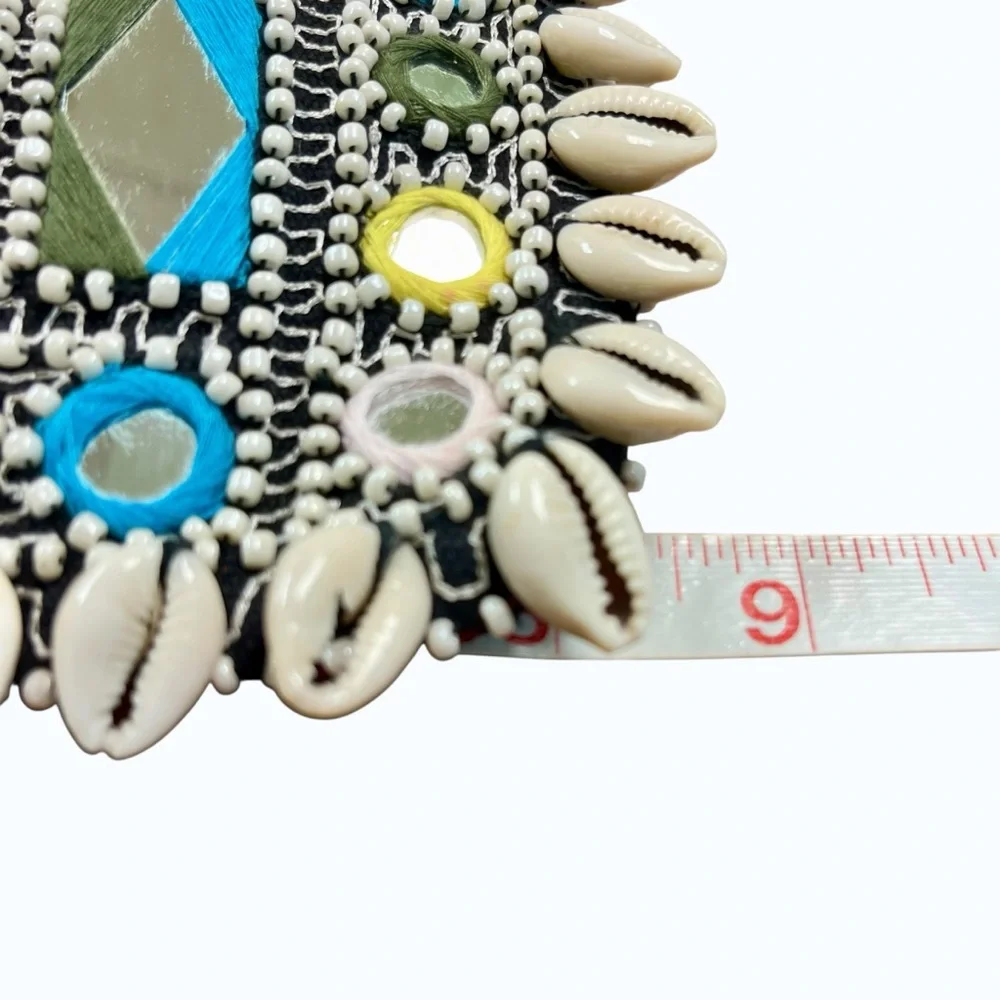 VIPUL SHAH Clutch Shoulder Bag Thikri Shells Leather Mermaid Fisherman Bollywood